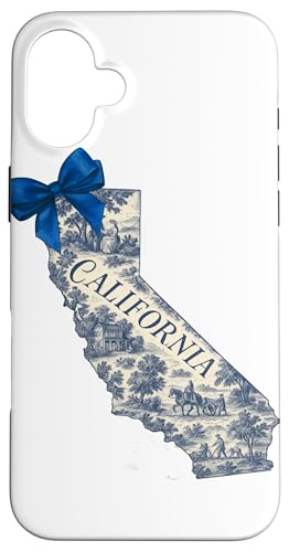 California Toile Coquette Aesthetic Cottagecore State Hülle für iPhone 16 Plus California Toile Coquette Aesthetic Cottagecore State Hülle für iPhone 16 Plus von Coquette Aesthetic California Blue Toile Vintage