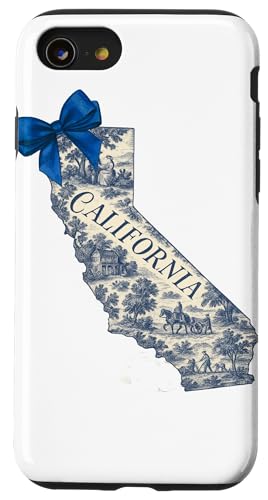 California Toile Coquette Aesthetic Cottagecore State Hülle für iPhone SE (2020) / 7 / 8 von Coquette Aesthetic California Blue Toile Vintage