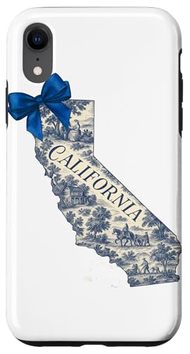 California Toile Coquette Aesthetic Cottagecore State Hülle für iPhone XR von Coquette Aesthetic California Blue Toile Vintage