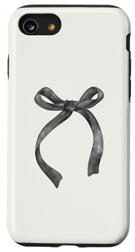 Hülle für iPhone SE (2020) / 7 / 8 Aquarell schwarze Schleife Girly Kokette Ästhetik von Coquette Aesthetic Graphics