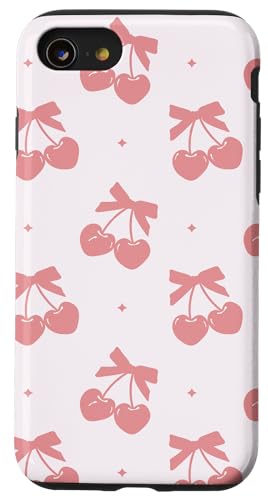 Hülle für iPhone SE (2020) / 7 / 8 Rosa Kokette Kirschen Schleifen Girly Aesthetic von Coquette Aesthetic Graphics