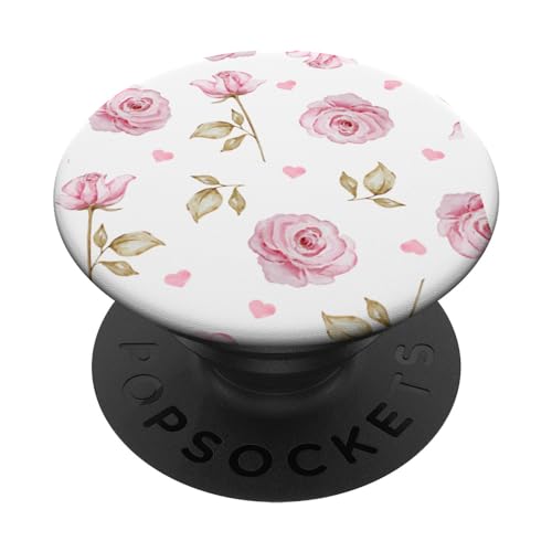 Rosa Blumen Herzen Kokette Girly Aesthetic PopSockets mit austauschbarem PopGrip von Coquette Aesthetic Graphics