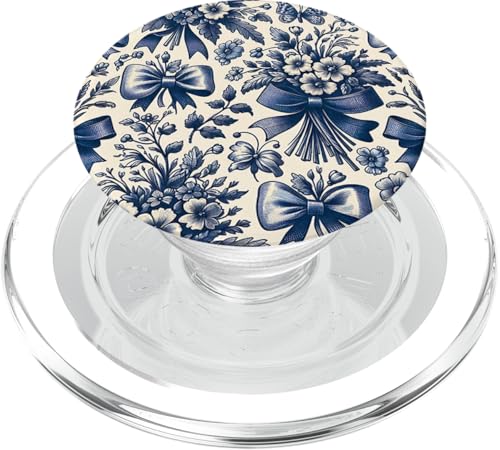 Blau Weiß Schleifen Chinoiserie Toile Muster PopSockets PopGrip für MagSafe Blau Weiß Schleifen Chinoiserie Toile Muster PopSockets PopGrip für MagSafe von Coquette Aesthetic