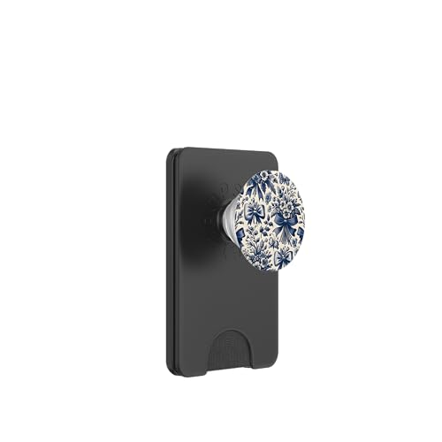 Blau Weiß Schleifen Chinoiserie Toile Muster PopSockets PopWallet für MagSafe von Coquette Aesthetic