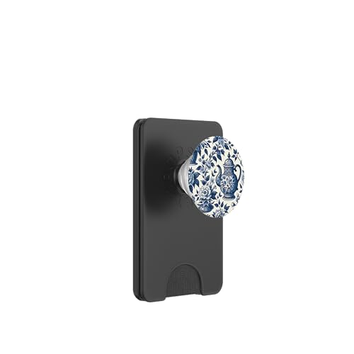 Blau-weißer Teekessel Chinoiserie Toile Muster PopSockets PopWallet für MagSafe von Coquette Aesthetic