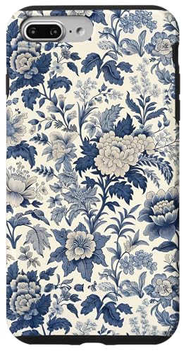 Blau-weißes florales Chinoiserie-Toile-Muster Hülle für iPhone 7 Plus/8 Plus von Coquette Aesthetic