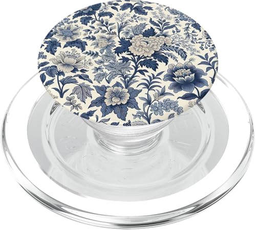 Blau-weißes florales Chinoiserie-Toile-Muster PopSockets PopGrip für MagSafe Blau-weißes florales Chinoiserie-Toile-Muster PopSockets PopGrip für MagSafe von Coquette Aesthetic