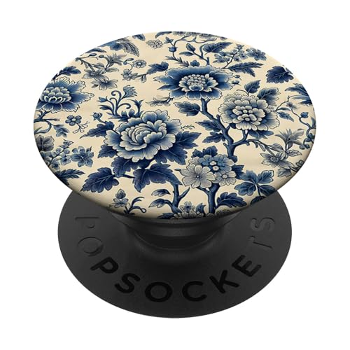 Chinoiserie Toile-Muster mit Blumenmuster in Antik-Weiß PopSockets Klebender PopGrip Chinoiserie Toile-Muster mit Blumenmuster in Antik-Weiß PopSockets Klebender PopGrip von Coquette Aesthetic