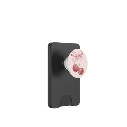 Coquette Pink Kirschen und Schleife Band Aquarell PopSockets PopWallet für MagSafe von Coquette Aesthetic