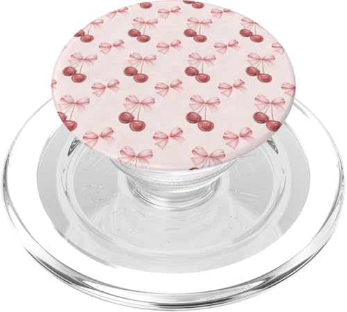 Coquette Pink Kirschen und Schleife Muster PopSockets PopGrip für MagSafe von Coquette Aesthetic