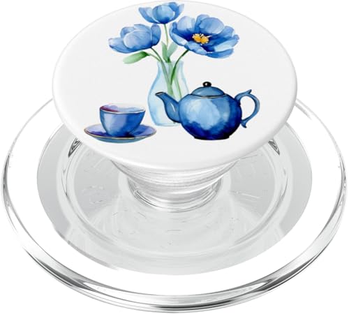 Elegante blaue Chinoiserie Aquarell Teekanne Teetasse Floral PopSockets PopGrip für MagSafe Elegante blaue Chinoiserie Aquarell Teekanne Teetasse Floral PopSockets PopGrip für MagSafe von Coquette Aesthetic