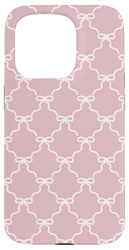 Gelato Pastell Mauve Farbe Pearl Bow Ribbon Pattern Hülle für iPhone 15 Pro von Coquette Aesthetic