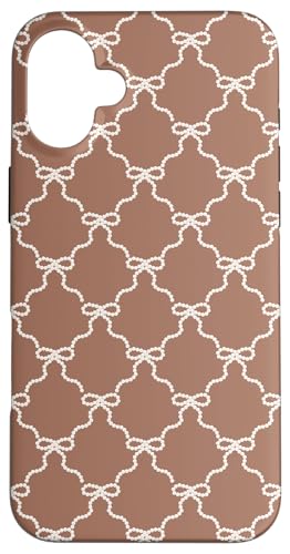 Mocca Mousse Perlenband Schleife Muster Hülle für iPhone 16 Plus von Coquette Aesthetic