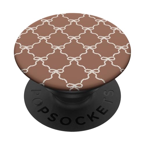 Mocca Mousse Perlenband Schleife Muster PopSockets Klebender PopGrip von Coquette Aesthetic
