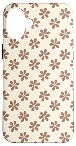 Mokka-Mousse Hellbraun Creme Farbe Retro Blumenmuster Hülle für iPhone 16 Plus von Coquette Aesthetic