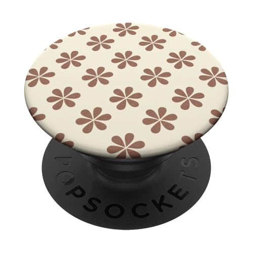 Mokka-Mousse Hellbraun Creme Farbe Retro Blumenmuster PopSockets Klebender PopGrip von Coquette Aesthetic