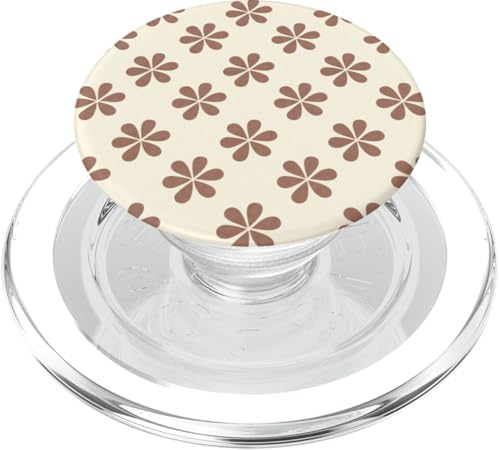 Mokka-Mousse Hellbraun Creme Farbe Retro Blumenmuster PopSockets PopGrip für MagSafe von Coquette Aesthetic