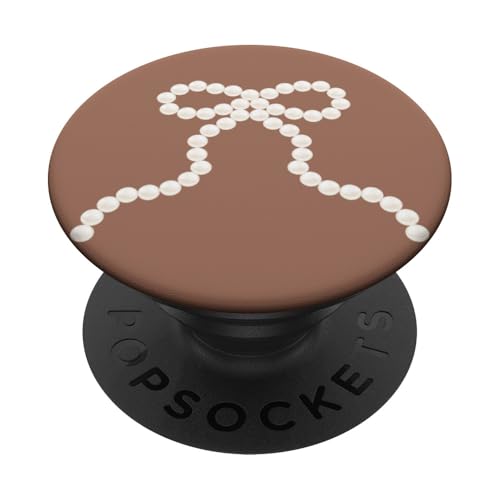 Mokkafarbene Mousse-Perlenschleife, hellbraun PopSockets Klebender PopGrip von Coquette Aesthetic