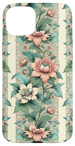 Rosa Grün Creme Farben Floral Chinoiserie Toile Muster Hülle für iPhone 15 Plus von Coquette Aesthetic