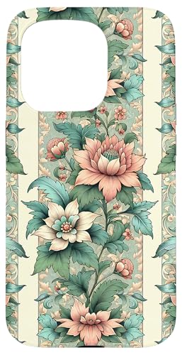 Rosa Grün Creme Farben Floral Chinoiserie Toile Muster Hülle für iPhone 15 Pro von Coquette Aesthetic