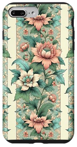 Rosa Grün Creme Farben Floral Chinoiserie Toile Muster Hülle für iPhone 7 Plus/8 Plus von Coquette Aesthetic