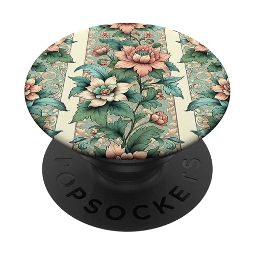 Rosa Grün Creme Farben Floral Chinoiserie Toile Muster PopSockets Klebender PopGrip von Coquette Aesthetic