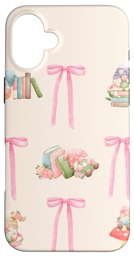 Rosa Schleifenbänder von Coquette Book Lover Gnomes Hülle für iPhone 16 Plus von Coquette Aesthetic