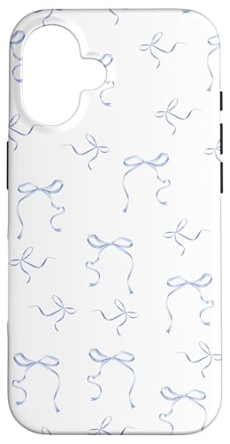 Hülle für iPhone 16 Zierliche Schleifen Kokette Blau Bänder Schleifen Aquarell Mädchen von Coquette Blue Ribbons Bows Flowers Watercolor Girl