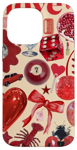 Hülle für iPhone 14 Pro Max Discokugel mit roter Schleife und Herz, Vintage-Stil Hülle für iPhone 14 Pro Max Discokugel mit roter Schleife und Herz, Vintage-Stil von Coquette Red Bow cute Vintage Love