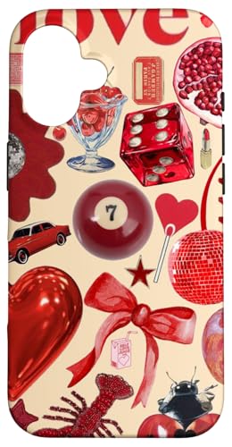 Hülle für iPhone 16 Discokugel mit roter Schleife und Herz, Vintage-Stil Hülle für iPhone 16 Discokugel mit roter Schleife und Herz, Vintage-Stil von Coquette Red Bow cute Vintage Love