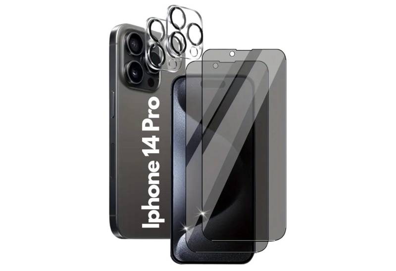 Coradoma Displayschutzfolie Blickdicht 2x Schutzfolie Panzerglas inkl. Kamera Schutz Panzerfolie für iPhone 13, iPhone 13 Pro, iPhone 13 Pro Max, iPhone 14, iPhone 14 Pro, iPhone 14 Pro Max, iPhone 15, iPhone 15 Pro, iPhone 15 Pro Max, inkl. Montagerahmen, gehärtetes 9H Echt Glas, Ultra Klar von Coradoma