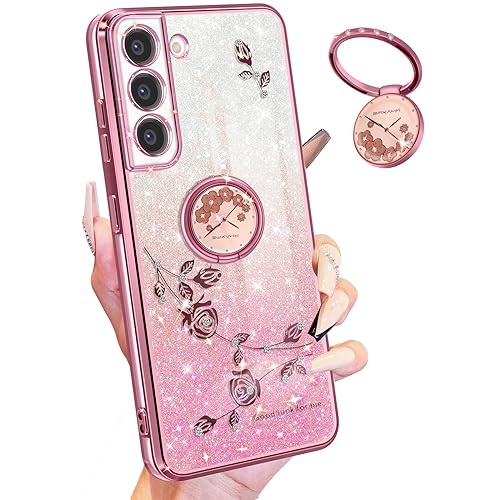 Coralogo 3-in-1-Schutzhülle für Samsung Galaxy S21 FE 5G, glitzernd, für Damen und Mädchen, glitzernd, glänzend, niedliches Blumenmuster, einzigartiges Design mit Ring, hübsche Hüllen für Samsung S21 Coralogo 3-in-1-Schutzhülle für Samsung Galaxy S21 FE 5G, glitzernd, für Damen und Mädchen, glitzernd, glänzend, niedliches Blumenmuster, einzigartiges Design mit Ring, hübsche Hüllen für Samsung S21 von Coralogo