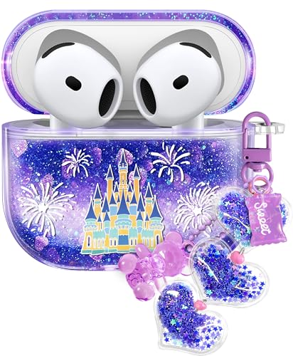 Coralogo Schutzhülle für Apple Airpods 4 – Frauen Mädchen Cute Girly Kawaii 4. Generation für Airpods Cover Glitter Liquid Sparkle Purple Castle Hartschale Schlüsselanhänger Funda Estuche Forro para Coralogo Schutzhülle für Apple Airpods 4 – Frauen Mädchen Cute Girly Kawaii 4. Generation für Airpods Cover Glitter Liquid Sparkle Purple Castle Hartschale Schlüsselanhänger Funda Estuche Forro para von Coralogo