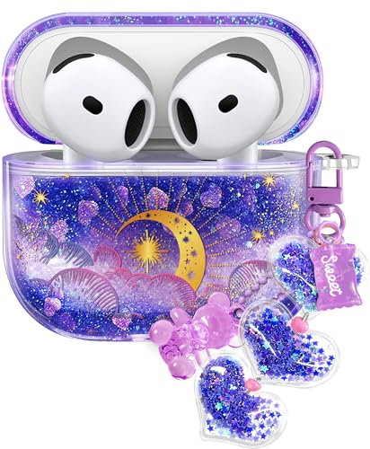 Coralogo Schutzhülle für Apple Airpods 4 – Frauen Mädchen Cute Girly Kawaii 4. Generation für Airpods Cover Glitter Liquid Sparkle Purple Moon Hartschale Schlüsselanhänger Funda Estuche Forro para Coralogo Schutzhülle für Apple Airpods 4 – Frauen Mädchen Cute Girly Kawaii 4. Generation für Airpods Cover Glitter Liquid Sparkle Purple Moon Hartschale Schlüsselanhänger Funda Estuche Forro para von Coralogo
