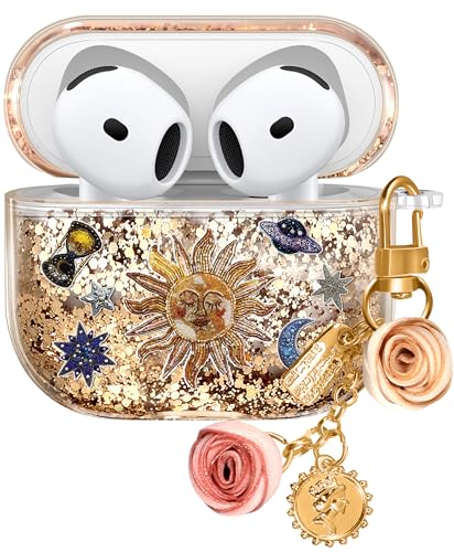 Coralogo Schutzhülle für Apple Airpods 4 – Frauen Mädchen Cute Girly Kawaii 4. Generation für Airpods Hüllen Cover Glitzer Flüssigkeit Funkeln Sonne Mond Hartschale Schlüsselanhänger Funda Estuche Coralogo Schutzhülle für Apple Airpods 4 – Frauen Mädchen Cute Girly Kawaii 4. Generation für Airpods Hüllen Cover Glitzer Flüssigkeit Funkeln Sonne Mond Hartschale Schlüsselanhänger Funda Estuche von Coralogo