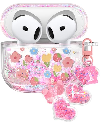 Coralogo Schutzhülle für Apple Airpods 4 – Frauen Mädchen Cute Girly Kawaii 4. Generation für Airpods-Hüllen Cover Glitzer Flüssigkeit Sparkle Blume Hartschale Schlüsselanhänger Funda Estuche Forro Coralogo Schutzhülle für Apple Airpods 4 – Frauen Mädchen Cute Girly Kawaii 4. Generation für Airpods-Hüllen Cover Glitzer Flüssigkeit Sparkle Blume Hartschale Schlüsselanhänger Funda Estuche Forro von Coralogo