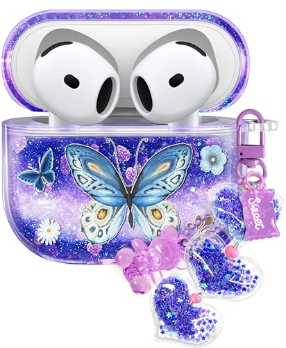 Coralogo Schutzhülle für Apple Airpods 4 – Frauen Mädchen Cute Girly Kawaii 4. Generation für Airpods-Hüllen Cover Glitzer Flüssigkeit Sparkle Schmetterling Hartschale Schlüsselanhänger Funda Estuche Coralogo Schutzhülle für Apple Airpods 4 – Frauen Mädchen Cute Girly Kawaii 4. Generation für Airpods-Hüllen Cover Glitzer Flüssigkeit Sparkle Schmetterling Hartschale Schlüsselanhänger Funda Estuche von Coralogo