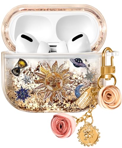 Coralogo Schutzhülle für Apple Airpods Pro 1/2 – Frauen Mädchen, niedliches Kawaii für Airpods Pro 2. Generation, Glitzer, Flüssigkeit, Glitzer, Sonne, Mond, Hartschale, Schlüsselanhänger, Funda Coralogo Schutzhülle für Apple Airpods Pro 1/2 – Frauen Mädchen, niedliches Kawaii für Airpods Pro 2. Generation, Glitzer, Flüssigkeit, Glitzer, Sonne, Mond, Hartschale, Schlüsselanhänger, Funda von Coralogo