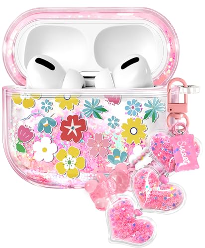 Coralogo Schutzhülle für Apple Airpods Pro 1/2 – Frauen und Mädchen, niedliches Kawaii für Airpods Pro 2. Generation, Glitzer, Flüssigkeit, Glitzer, Blume, Hartschale, Schlüsselanhänger, Funda Estuche Coralogo Schutzhülle für Apple Airpods Pro 1/2 – Frauen und Mädchen, niedliches Kawaii für Airpods Pro 2. Generation, Glitzer, Flüssigkeit, Glitzer, Blume, Hartschale, Schlüsselanhänger, Funda Estuche von Coralogo