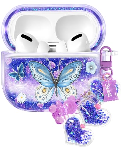 Coralogo Schutzhülle für Apple Airpods Pro 1/2 – Frauen und Mädchen, niedliches Kawaii für Airpods Pro 2. Generation, Glitzer, Flüssigkeit, Glitzer, Schmetterling, Hartschale, Schlüsselanhänger, Funda Coralogo Schutzhülle für Apple Airpods Pro 1/2 – Frauen und Mädchen, niedliches Kawaii für Airpods Pro 2. Generation, Glitzer, Flüssigkeit, Glitzer, Schmetterling, Hartschale, Schlüsselanhänger, Funda von Coralogo
