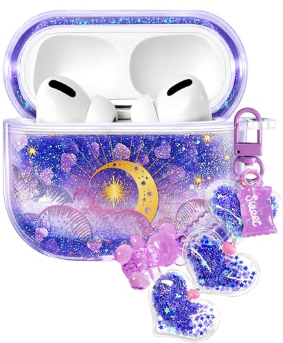 Coralogo Schutzhülle für Apple Airpods Pro 1/2 – Frauen und Mädchen, niedliches Kawaii für Airpods Pro 2. Generation, Glitzer, flüssig, glitzernd, violett, Mond, Hartschale, Schlüsselanhänger, Funda Coralogo Schutzhülle für Apple Airpods Pro 1/2 – Frauen und Mädchen, niedliches Kawaii für Airpods Pro 2. Generation, Glitzer, flüssig, glitzernd, violett, Mond, Hartschale, Schlüsselanhänger, Funda von Coralogo