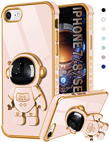 Coralogo Schutzhülle für iPhone SE 2022/2020/8/7, Astronaut, niedlich für Frauen, Mädchen, Mädchen, einzigartige Handyhüllen mit Astronaut, verstecktem Ständer, Ständer, 6D-Design, Abdeckung für von Coralogo