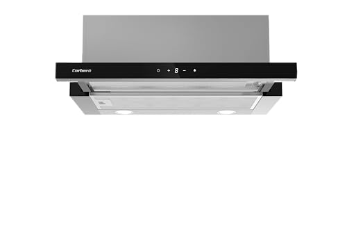 Corberó ANETO660X Teleskopische Dunstabzugshaube, 60 cm, elegantes und modernes Design, Durchflussmenge 600 m³/h, Energieeffizienzklasse A, 3 einstellbare Geschwindigkeiten, Aluminium- und von Corbero