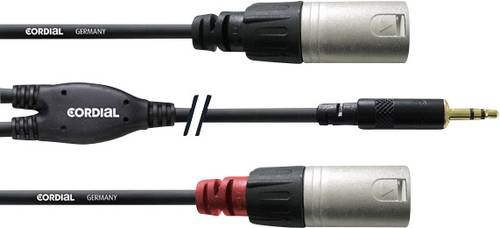 Cordial Audio Adapterkabel [1x Klinkenstecker 3.5mm - 2x XLR-Stecker] 1.80m Schwarz von Cordial