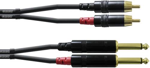 Cordial CFU3PC Audio Adapterkabel [2x Klinkenstecker 6.35mm - 2x Cinch-Stecker] 3.00m Schwarz von Cordial