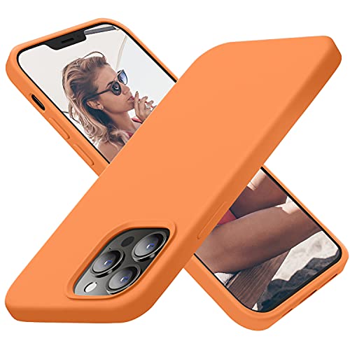 Cordking Designed for iPhone 13 Pro Case, Silicone Ultra Slim Shockproof Protective Phone Case with [Soft Anti-Scratch Microfiber Lining], 6.1 inch, Kumquat von Cordking
