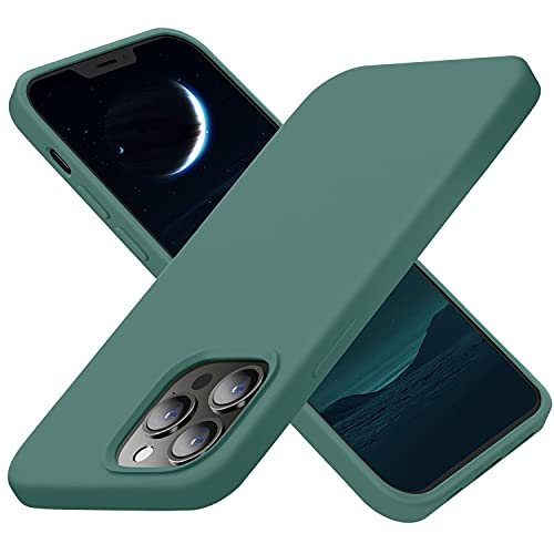 Cordking Designed for iPhone 13 Pro Case, Silicone Ultra Slim Shockproof Protective Phone Case with [Soft Anti-Scratch Microfiber Lining], 6.1 inch, Midnight Green von Cordking