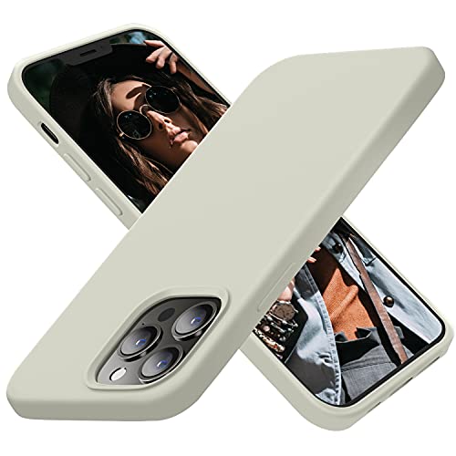 Cordking Designed for iPhone 13 Pro Case, Silicone Ultra Slim Shockproof Protective Phone Case with [Soft Anti-Scratch Microfiber Lining], 6.1 inch, Stone von Cordking