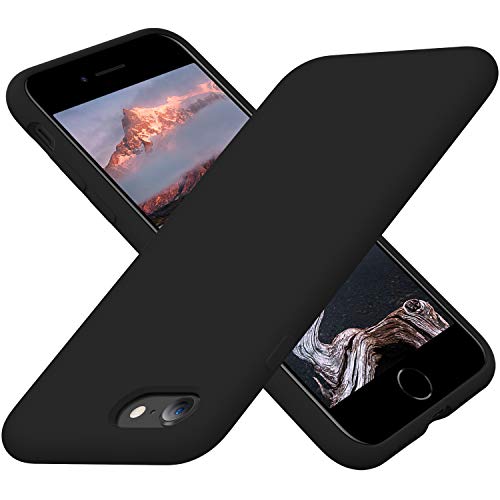 Cordking Designed for iPhone SE Case 2022/2020, for iPhone 7 8 Case, Silicone Ultra Slim Shockproof Phone Case with [Soft Microfiber Lining], 4.7 inch,Black von Cordking