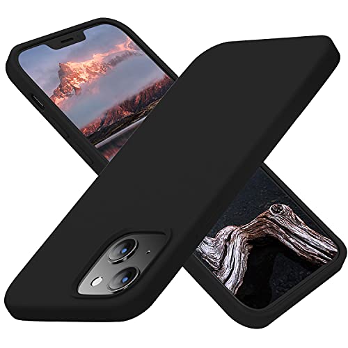 Cordking Designed for iPhone 13 Case, Designed for iPhone 14 Case, Silicone Ultra Slim Shockproof Protective Phone Case with [Soft Anti-Scratch Microfiber Lining], 6.1 inch, Black von Cordking